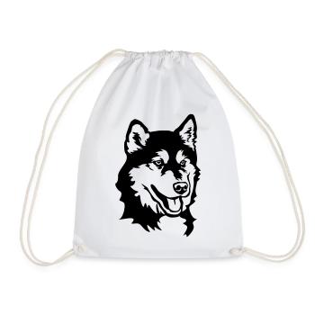 Alaskan Malamute Head - Drawstring Bag - white - Front