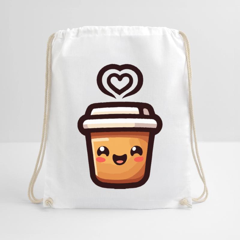 Caffeine Cutie: The Joyful Java Drawstring Bag