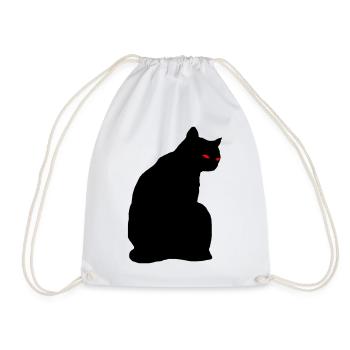 Schwarze Katze - Turnbeutel - Weiß - Vorne
