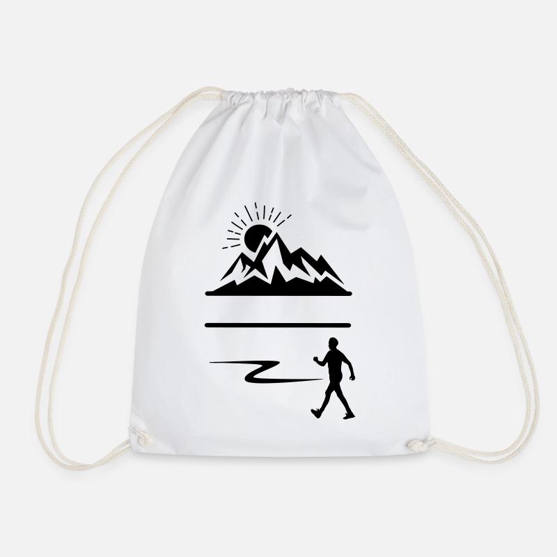 Wanderer Mann Berge Banner - Turnbeutel - Weiß