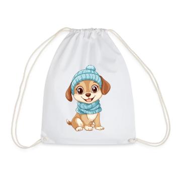 Dog Cute Cute Baby Kids Animal Puppy Cartoon - Drawstring Bag - white - Front
