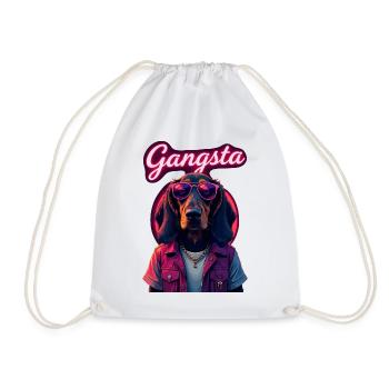 Basset Hound Gangster Hund Sonnenbrille Geschenk - Turnbeutel - Weiß - Vorne