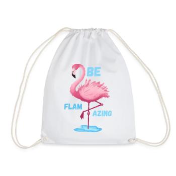 Pink Flamingo Be Flamazing  - Drawstring Bag - white - Front