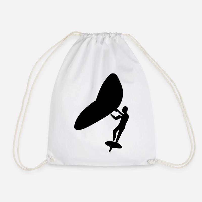 Wingfoil minimalistic logo - Drawstring Bag - white