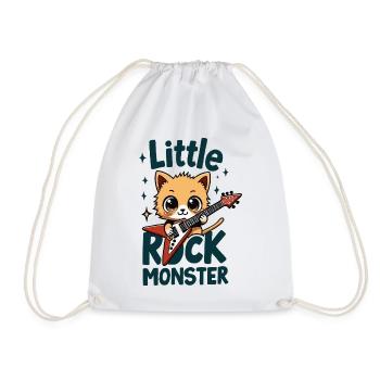Little Rock Monster – süßes Katzen Gitarren Motiv - Turnbeutel - Weiß - Vorne