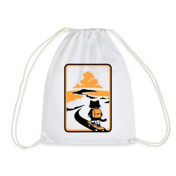 Skate Cat Sunset - Drawstring Bag - white - Front