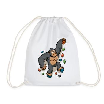 Funny Gorilla Bouldering Climbing Humor Shirt - Drawstring Bag - white - Front