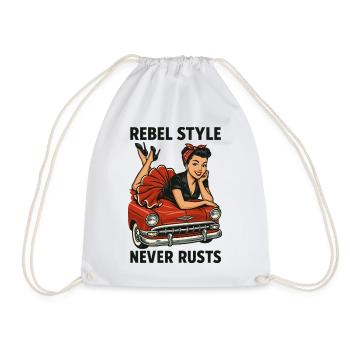 Rockabilly Pin-Up: Rebel Style Never Rusts Retro - Turnbeutel - Weiß - Vorne