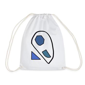 Abstract blue shapes on black - Drawstring Bag - white - Front