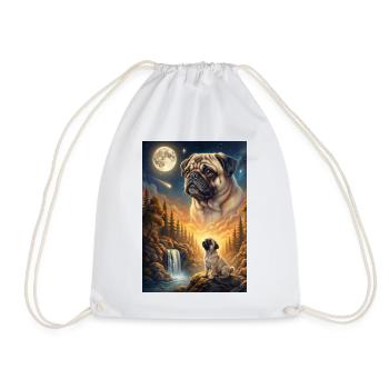 Hurlant à la Lune, chien meme Carlin - Sac de sport léger - blanc - Devant