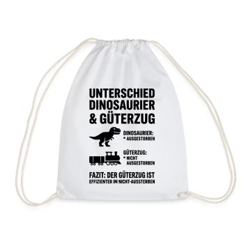 Unterschied Dinosaurier & Güterzug – Lustiges Meme - Turnbeutel - Weiß - Vorne