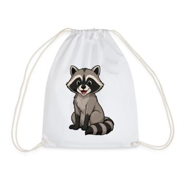 Motif de dessin animé de raton laveur joyeux - Sac de sport léger - blanc - Devant