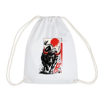Bull Bull Anime Manga Japanese Style - Drawstring Bag - white - Front