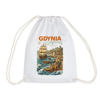 Gdynia 1800 Vintage Grafik – Historischer Print - Turnbeutel - Weiß - Vorne