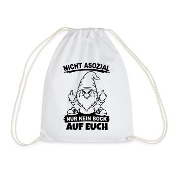 Nicht Asozial nur kein Bock auf euch - Turnbeutel - Weiß - Vorne