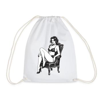 Klassische Burlesque Pin-up Vintage Grafik - Turnbeutel - Weiß - Vorne