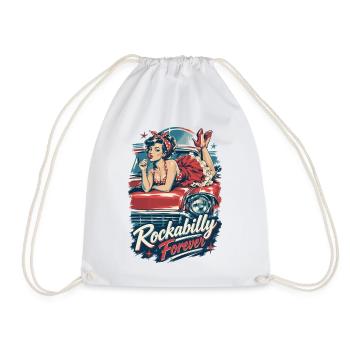 Rockabilly Forever Pin Up Girl Oldtimer Kleid - Turnbeutel - Weiß - Vorne