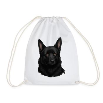 Schwarzer Schäferhund Kopf Portrait - Turnbeutel - Weiß - Vorne