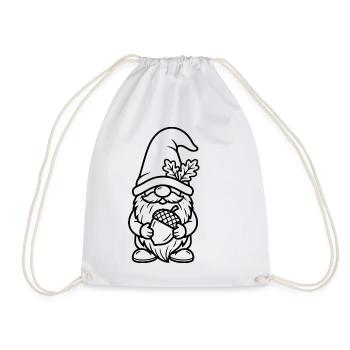 Herbst Wichtel Eichel Gnom Kinder T-Shirt - Turnbeutel - Weiß - Vorne