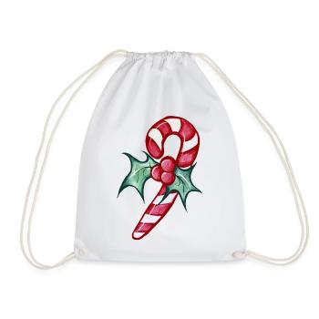 Candy Cane Holly Festliches Thema - Turnbeutel - Weiß - Vorne