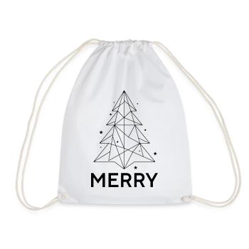 MERRY Chrismas - Weihnachtsbaum Minimalistisch - Turnbeutel - Weiß - Vorne