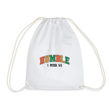 Humble Curved Rainbow Text - Drawstring Bag - white - Front