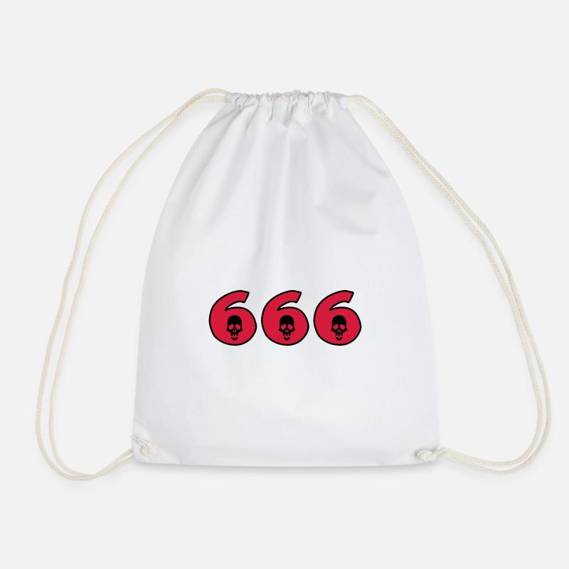 666 - Devil - Skull - Halloween - Drawstring Bag - white