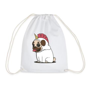 Unicorn unicorn pug pug dogs dogs animal - Drawstring Bag - white - Front