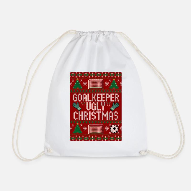 Torwart hässlicher Weihnachtspullover Design - Turnbeutel - Weiß