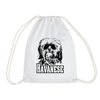 HAVANESE cool sunglasses dogs dog - Drawstring Bag - white - Front