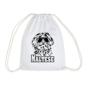 MALTESE cool sunglasses dogs dog - Drawstring Bag - white - Front