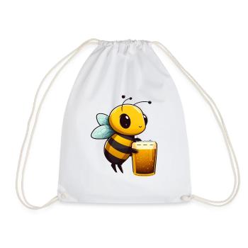 Abeille mignonne avec de la bière. Chemise de bière pour apiculteurs - Sac de sport léger - blanc - Devant
