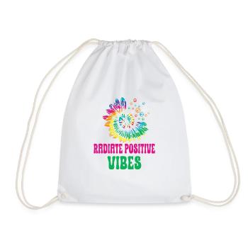 Hippie Peace Zeichen Frieden Blumen Blumenkind - Turnbeutel - Weiß - Vorne