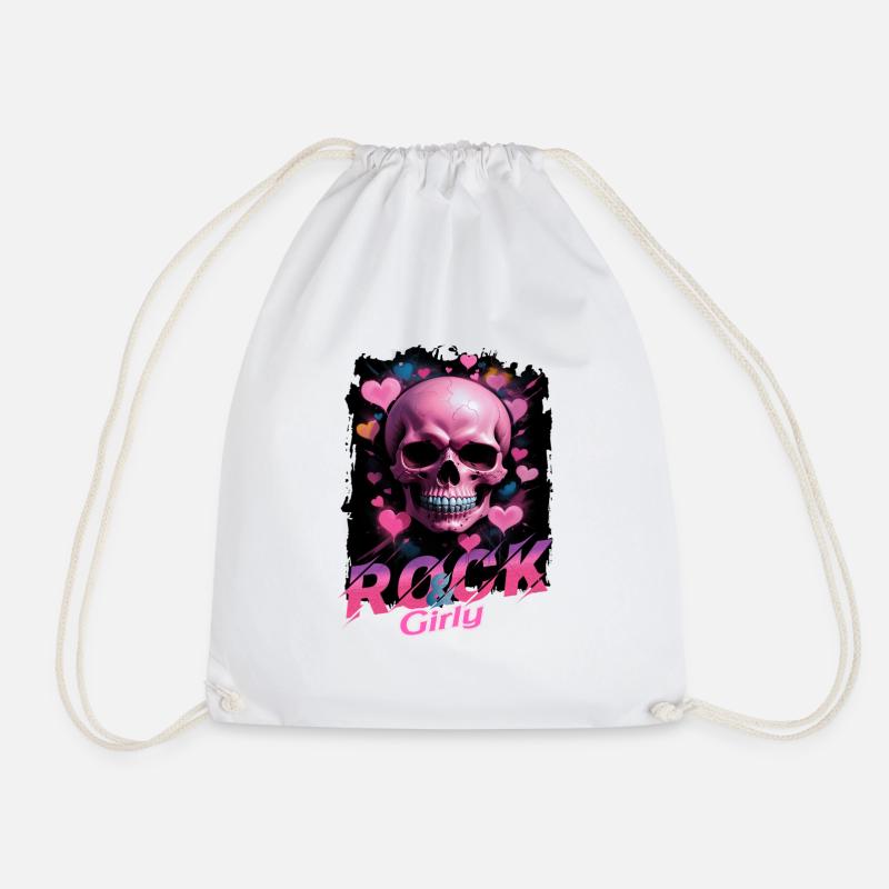 Rock & Girly - Drawstring Bag - white