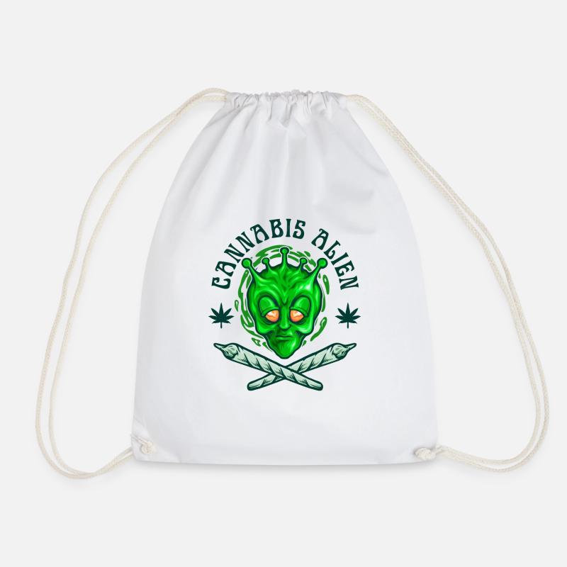 Cannabis Alien - Drawstring Bag - white