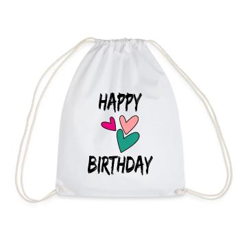HAPPY BIRTHDAY. HAPPY BIRTHDAY. BIRTHDAY. - Drawstring Bag - white - Front