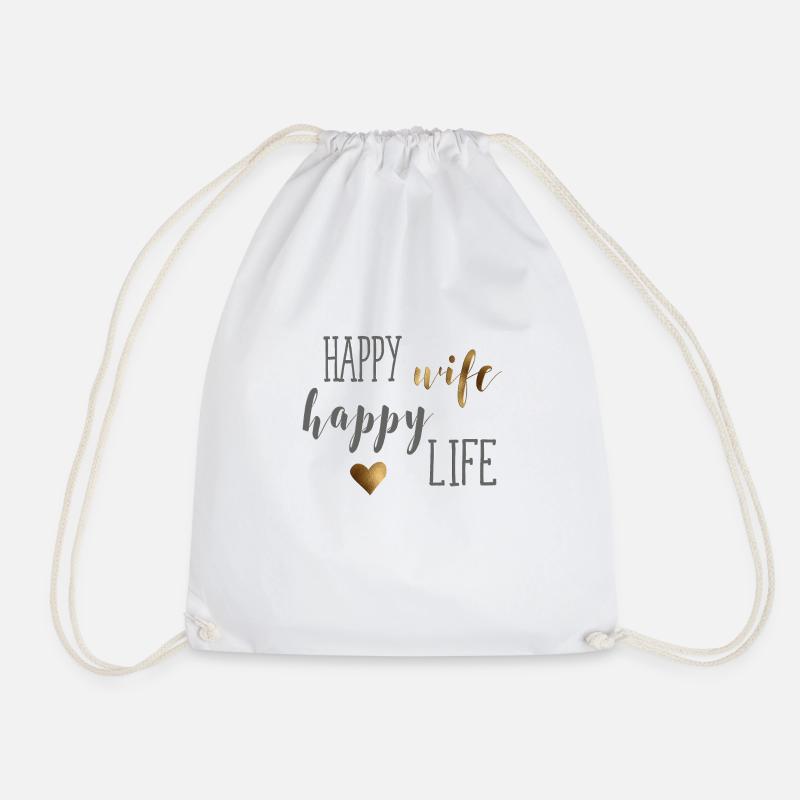 happy_wife - Drawstring Bag - white