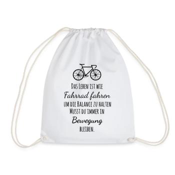 Life is like riding a bicycle - Drawstring Bag - white - Front