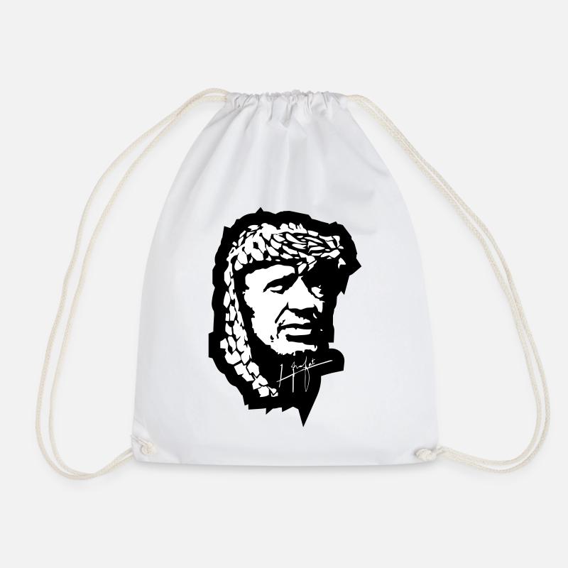 Yasser Arafat - Drawstring Bag - white
