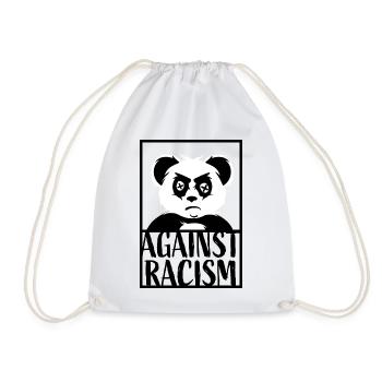 Against Racism - gegen Rassismus - Angry Panda - Drawstring Bag - white - Front