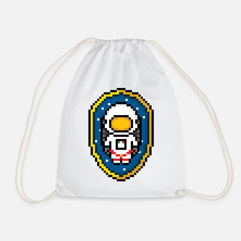 Astronaut Badge (Pixel art/Space Badge) - Drawstring Bag - white