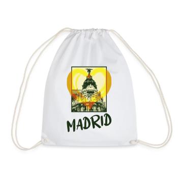 Madrid Spain City Skyline Heart Love Home - Drawstring Bag - white - Front