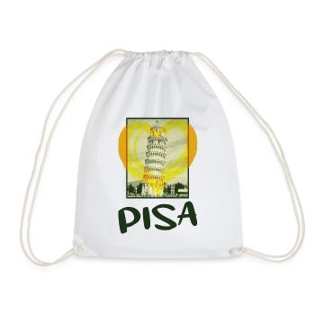 Pisa Italy City Skyline Heart Love Home - Drawstring Bag - white - Front