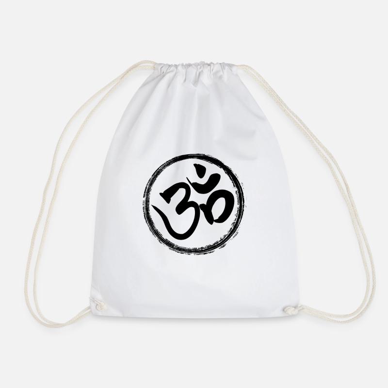 Tibetan Om Seal - Drawstring Bag - white