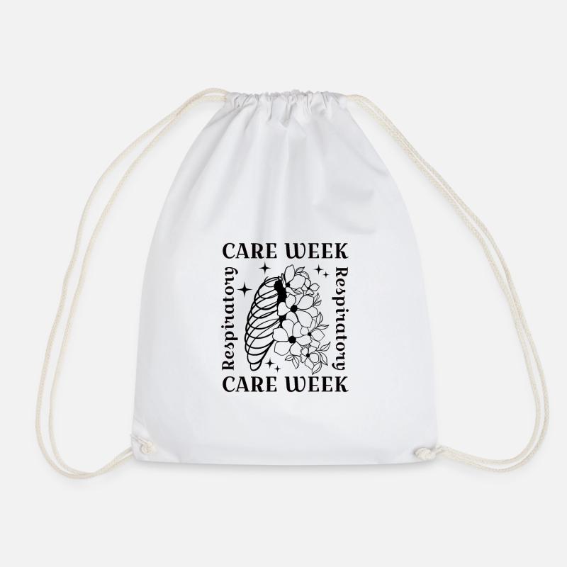 Respiratory Care Week - Respiratory Therapy - Drawstring Bag - white