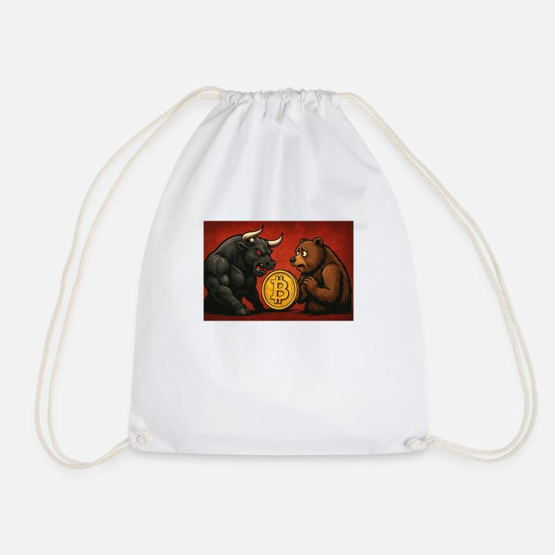 Bitcoin Bull vs. Bear - Drawstring Bag - white