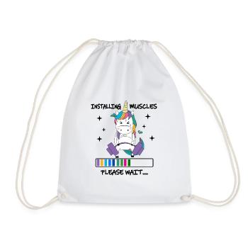 Installing Muscles Please Wait Shirt Funny Unicorn - Turnbeutel - Weiß - Vorne
