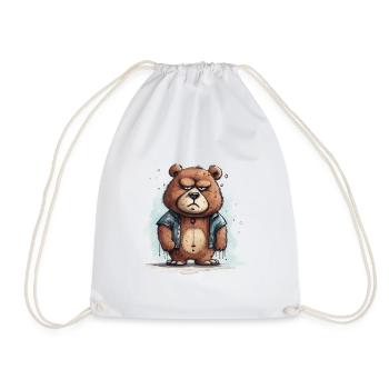 Grumpy Teddy - Drawstring Bag - white - Front