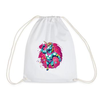 Unicorn Bodybuilder - Drawstring Bag - white - Front