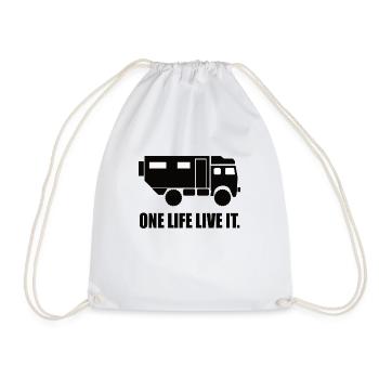 One Life Live it truck travel gift all-wheel drive offroad - Drawstring Bag - white - Front